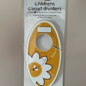 Childrens closet dividers-pack of 5 with organizer stickers-yellow/white-plastic